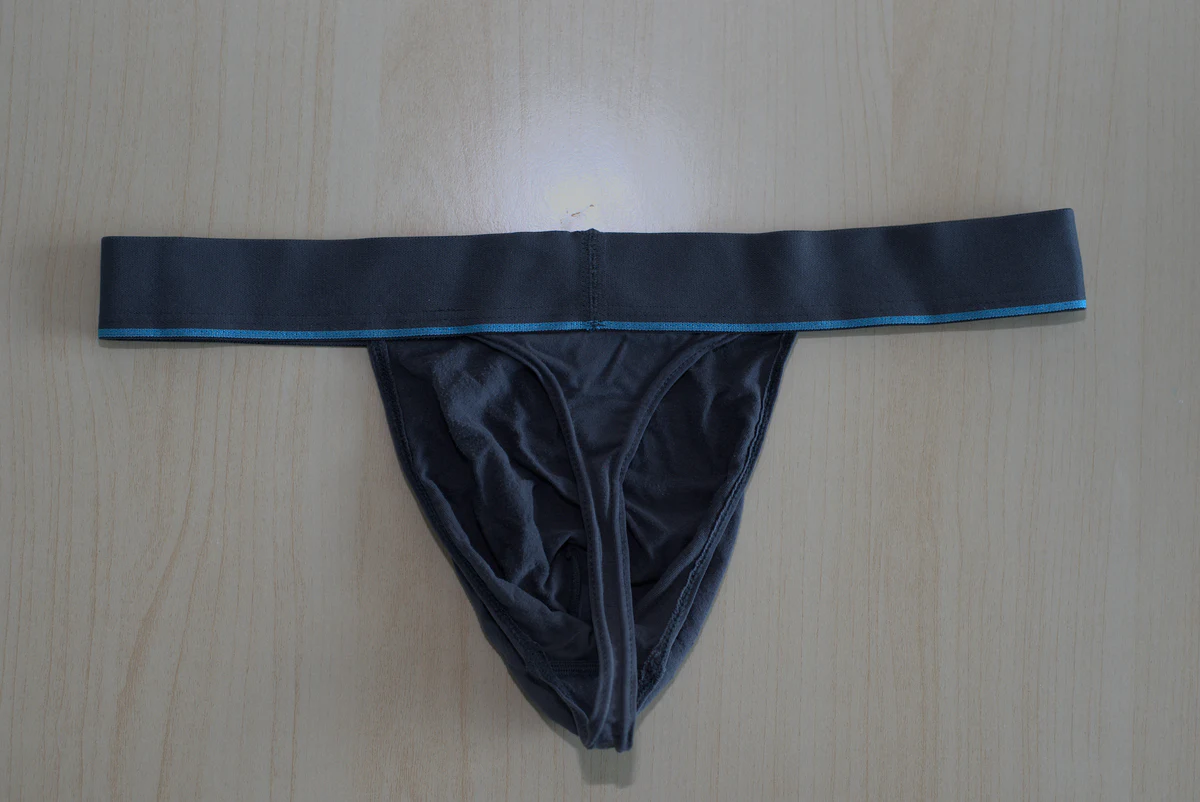 Rear flat lay of the Obviously Primeman Thong with thong back centered.